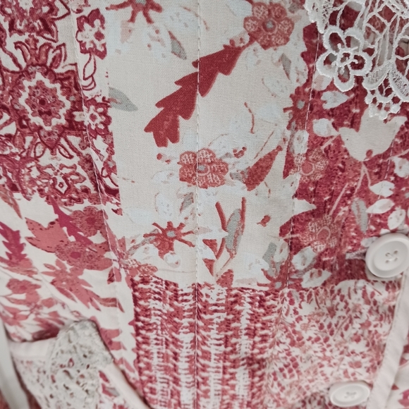 Womens Jacket Cardigan Red Lace Lagenlook NWT Fall Ruffled Crochet - Picture 7 of 10